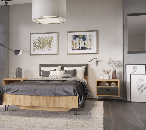 Кровать без основания GRACE LOZ160х200 Дуб наварра/Графит