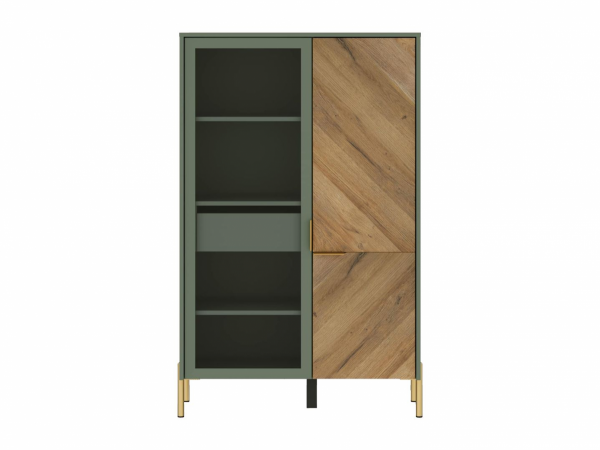 Витрина SIENA REG1W1D/140 Дымчатый зеленый/Дуб вотан