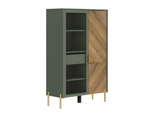Витрина SIENA REG1W1D/140 Дымчатый зеленый/Дуб вотан