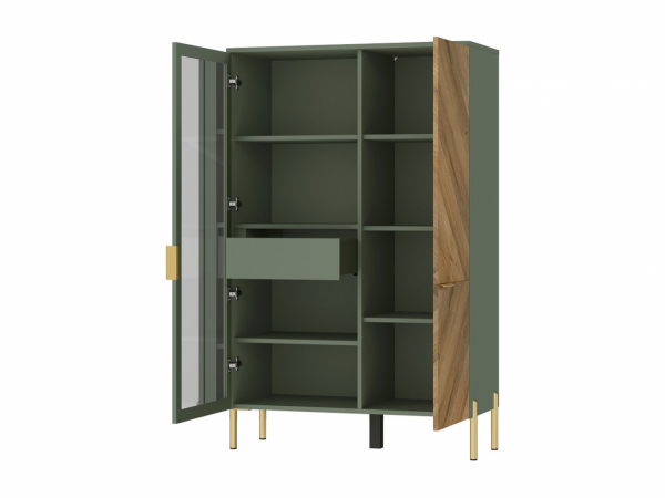 Витрина SIENA REG1W1D/140 Дымчатый зеленый/Дуб вотан