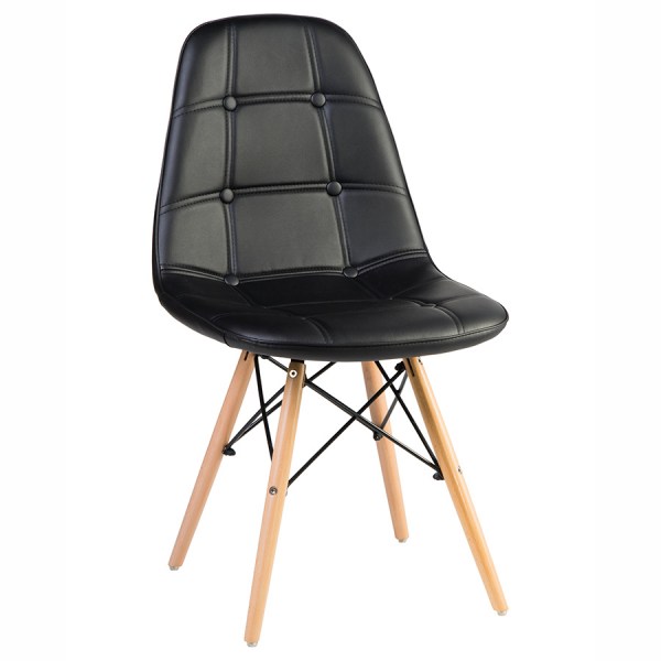 Стул Eames 888 черный экокожа